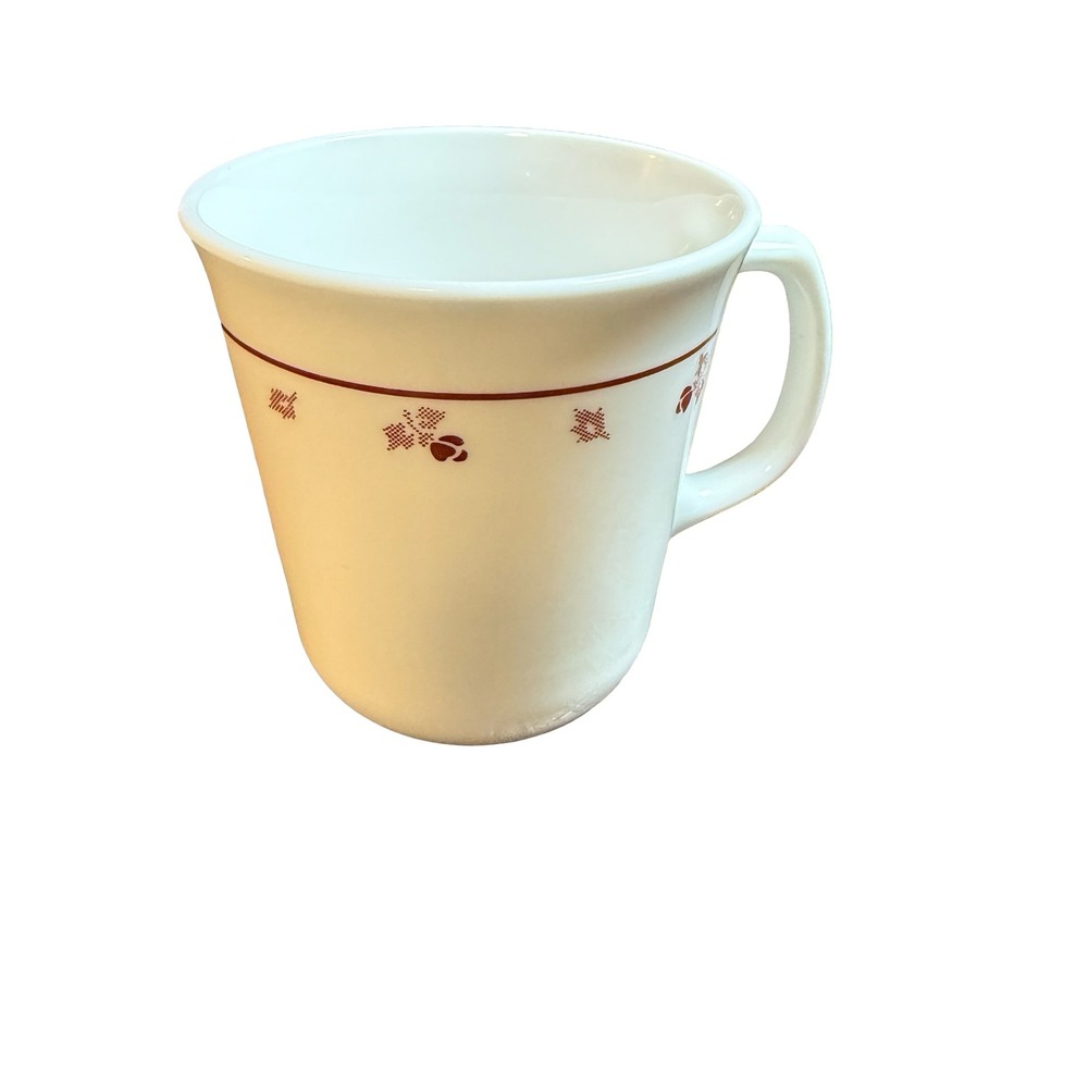 Vintage Corning Corelle Burgundy Rose Indian Summer Milk Glass Coffee Mug Flor